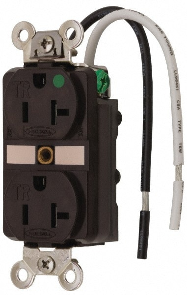Straight Blade Duplex Receptacle: NEMA 5-20R, 20 Amps, Self-Grounding