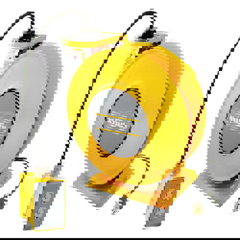 Cord & Cable Reel: 45' Long, Duplex Box & Single Outlet End