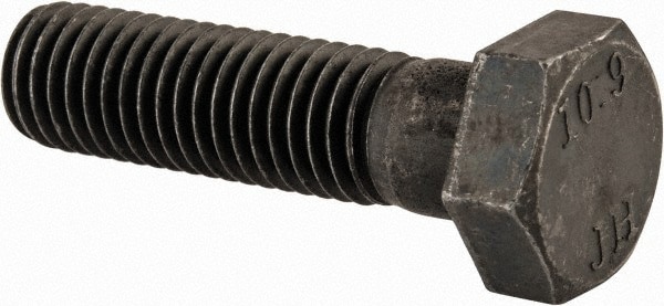 Hex Head Cap Screw: M12 x 1.75 x 45 mm, Grade 10.9 Steel, Black Oxide Finish