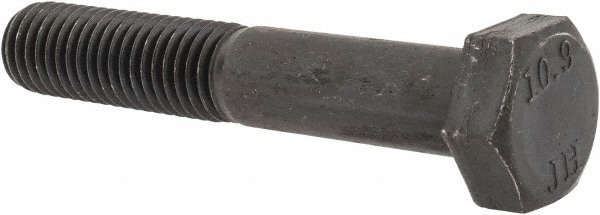 Hex Head Cap Screw: M12 x 1.75 x 70 mm, Grade 10.9 Steel, Black Oxide Finish