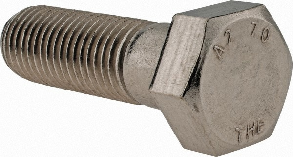 Hex Head Cap Screw: M20x2.5, 65.00 mm Length Under Head, Grade 18-8 & Austenitic Grade A2 Stainless Steel, Bright/Uncoated Finish