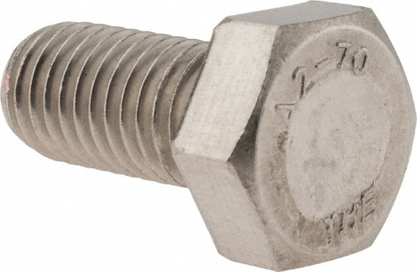 Hex Head Cap Screw: M12x1.75, 25.00 mm Length Under Head, Grade 18-8 & Austenitic Grade A2 Stainless Steel