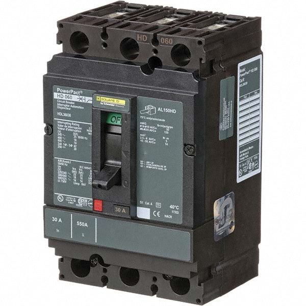 30 Amp, 250 VDC, 600 VAC, 3 Pole, Panel Mount Molded Case Circuit Breaker