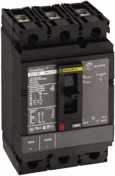 150 Amp, 250 VDC, 600 VAC, 3 Pole, Panel Mount Molded Case Circuit Breaker