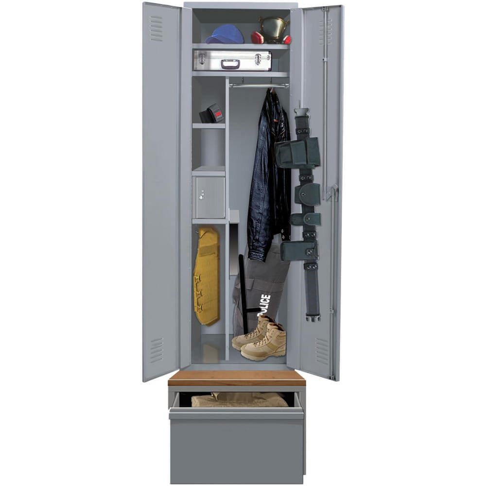 Lockers; Locker Style: Horizontal ; Locker Configuration: 1-Wide ; Assembled: Yes ; Shelf Capacity: 100 ; Handle Type: Projecting Turn-Handle ; Locker Material: Steel