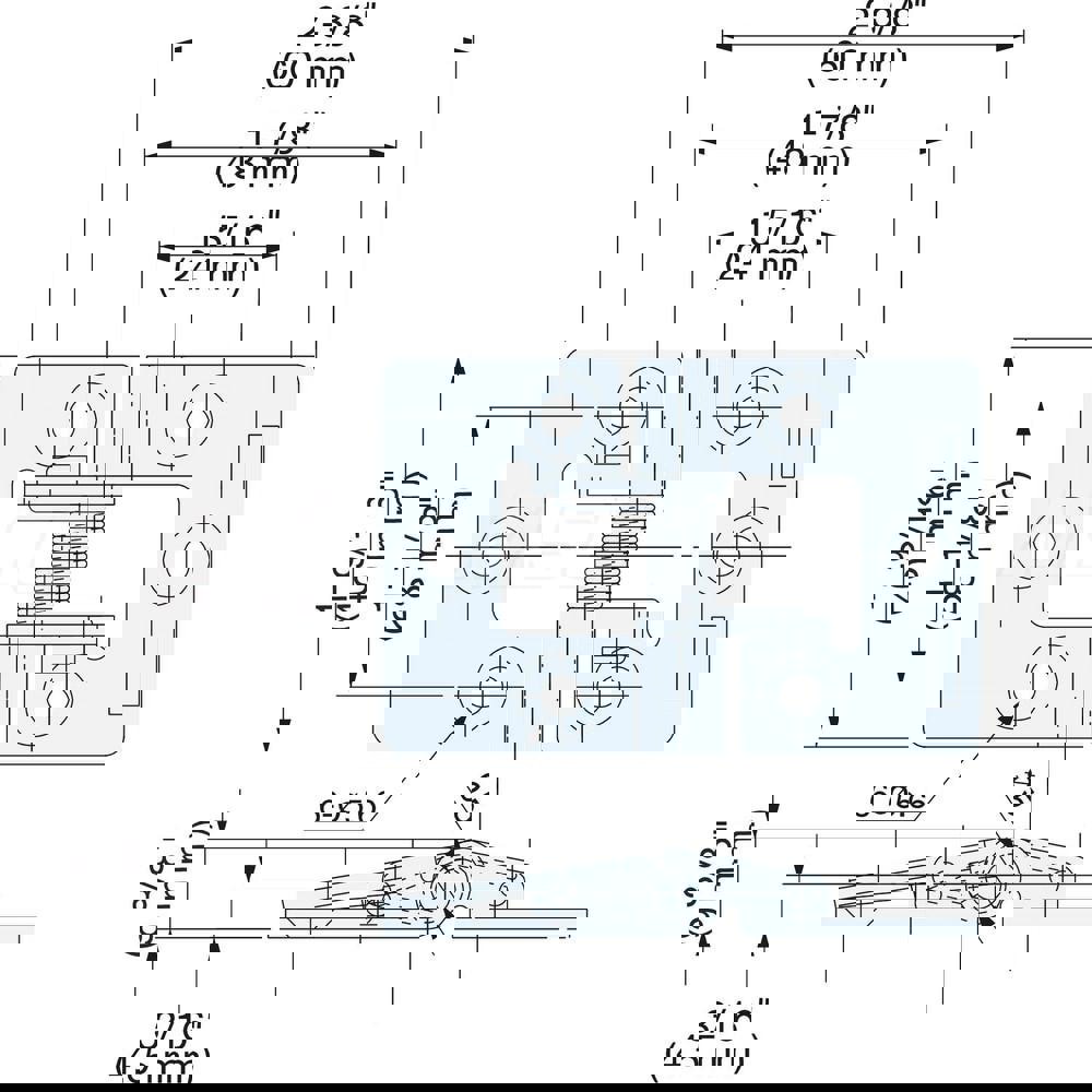 Opening Tension Butt With Spring Hinge: 6 Mounting Holes