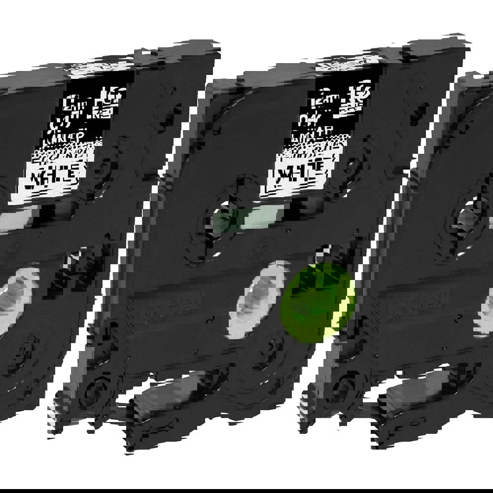 Label Tape Ribbon: 26.2' Long, Black & White, Polyester