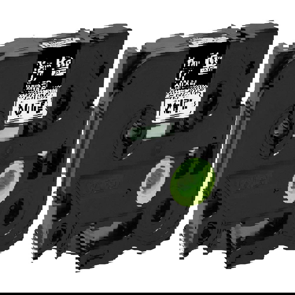 Label Tape Ribbon: 26.2' Long, Black & White, Polyester