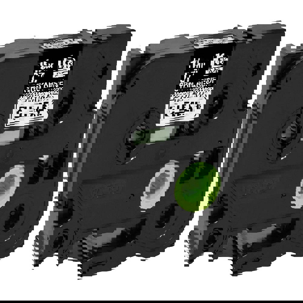 Label Tape Ribbon: 26.2' Long, Black & Clear, Polyester