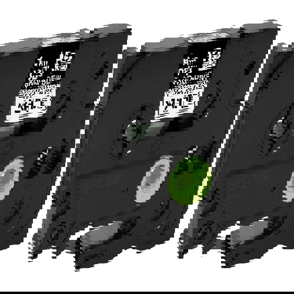 Label Tape Ribbon: 26.2' Long, Black & White, Polyester