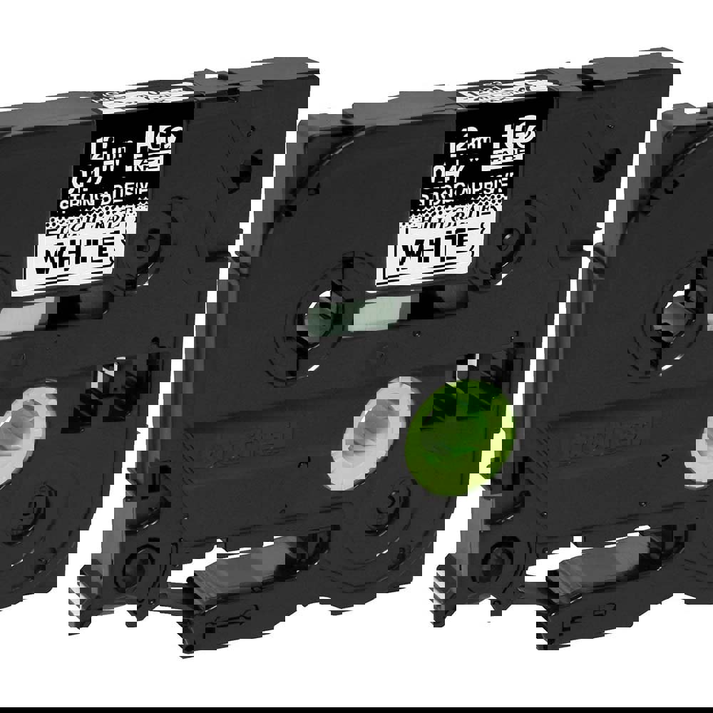 Label Tape Ribbon: 26.2' Long, Black & White, Polyester