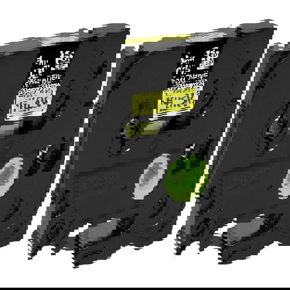 Label Tape Ribbon: 26.2' Long, Black & Yellow, Polyester