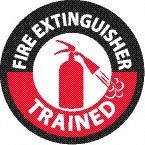 Pack of 25 Fire Extinguisher Trained, Hard Hat Labels