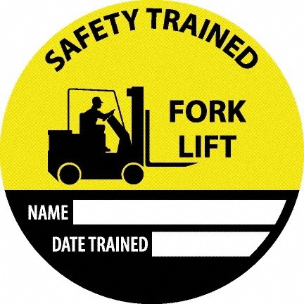 Pack of 25 Safety Trained Fork Lift - Name ____ Date Trained ____, Hard Hat Labels