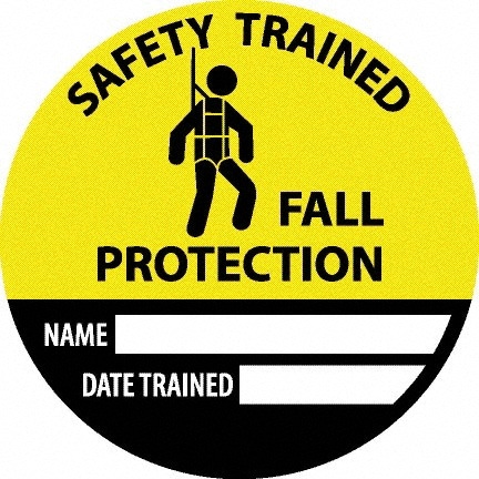 Pack of 25 Safety Trained Fall Protection - Name ____ Date Trained ____, Hard Hat Labels