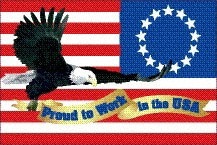Pack of 25 Proud To Work In The Usa, Eagle And Flag, Hard Hat Labels
