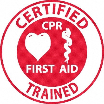 Pack of 25 Certified CPR First Aid Trained, Hard Hat Labels