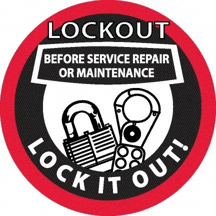 Pack of 25 Lockout Before Service Repair or Maintenance - Lock It Out, Hard Hat Labels