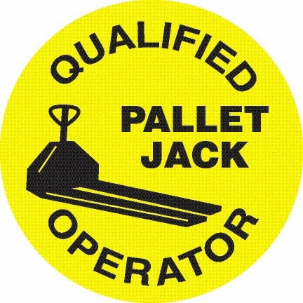 Pack of 25 Qualified Pallet Jack Operator, Hard Hat Labels