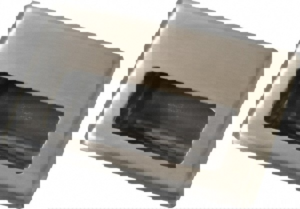 138mm Overall Width x 88mm Overall Height, 21mm Recess Depth, Satin Sheet Metal Recessed Pull with M4 Stud