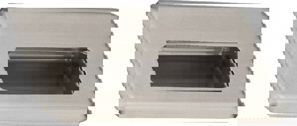 94mm Overall Width x 60mm Overall Height, 12mm Recess Depth, Satin Sheet Metal Recessed Pull with M4 Nut