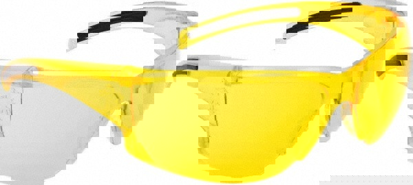 Safety Glasses: Scratch-Resistant, Polycarbonate, Amber Lenses, Full-Framed