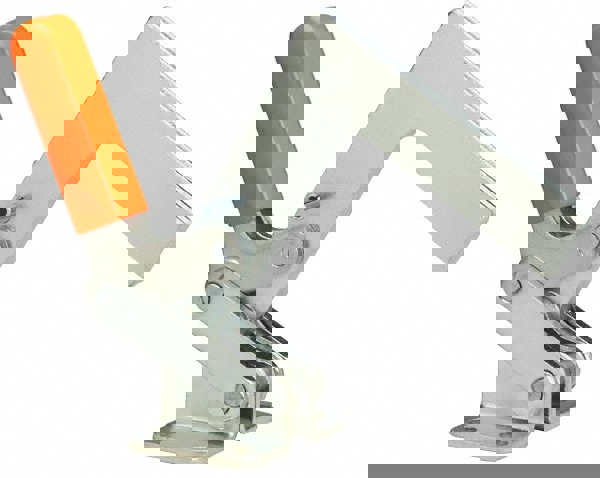 Manual Hold-Down Toggle Clamp: Horizontal, 600 lb Capacity, L-Shaped Solid Bar, Flanged Base