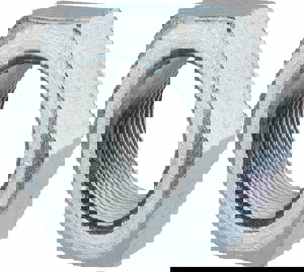 Hex Nut: 1-1/2 - 12, Grade 2 & Grade A Steel, Zinc Clear Finish