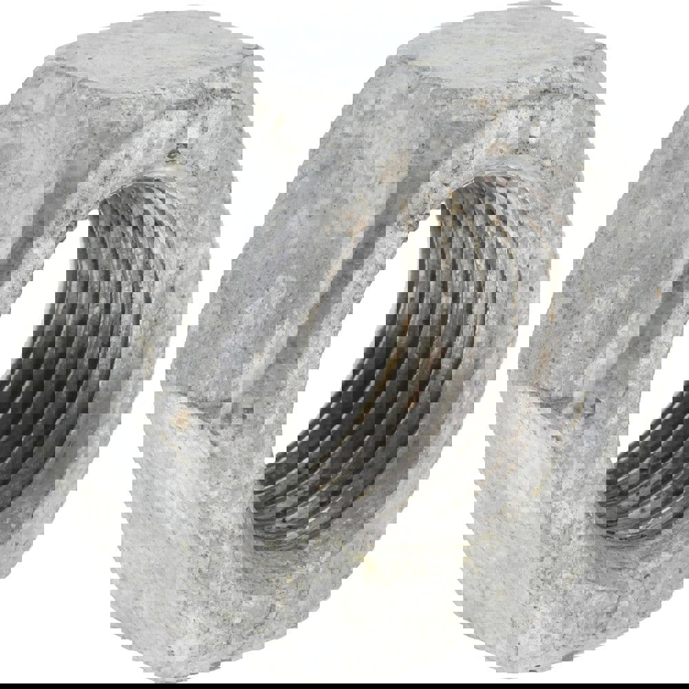 Hex Nut: 1-8, Grade A Steel, Hot Dipped Galvanized Finish