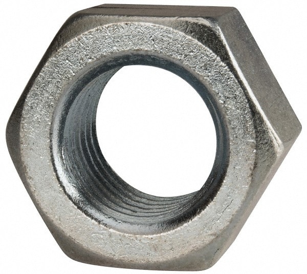 Hex Nut: 1-3/4 - 5, Grade 2 & Grade A Steel, Zinc Clear Finish