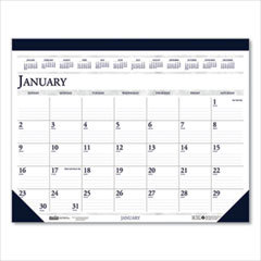 Desk Pad Calendar: 12 Sheets, Ruled Blocks, Blue & White Paper