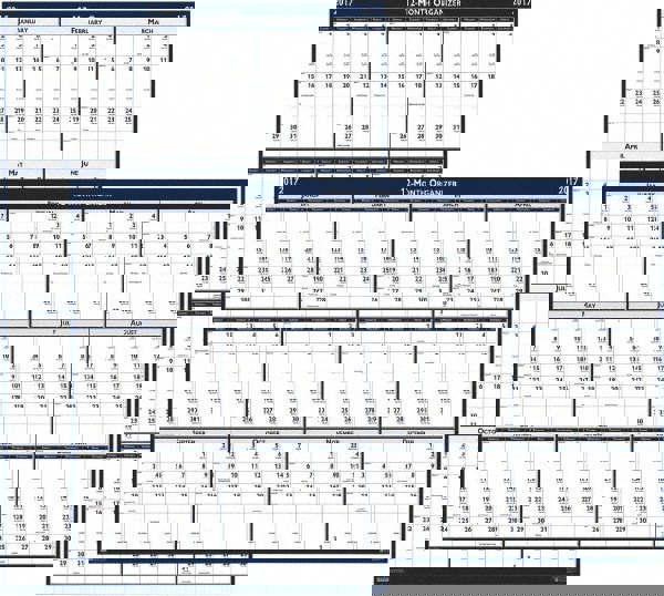 Erasable Wall Calendar: 1 Sheet, Blue Paper