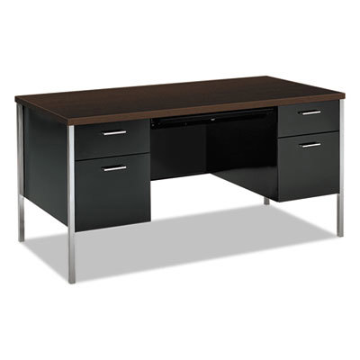 Desk: Woodgrain Laminate, Mocha & Black