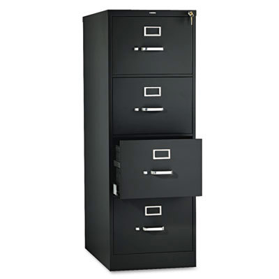 Vertical File Cabinet: 4 Drawers, Steel, Black