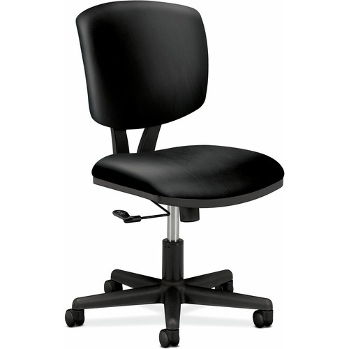 Task Chair: Leather, Adjustable Height, Black