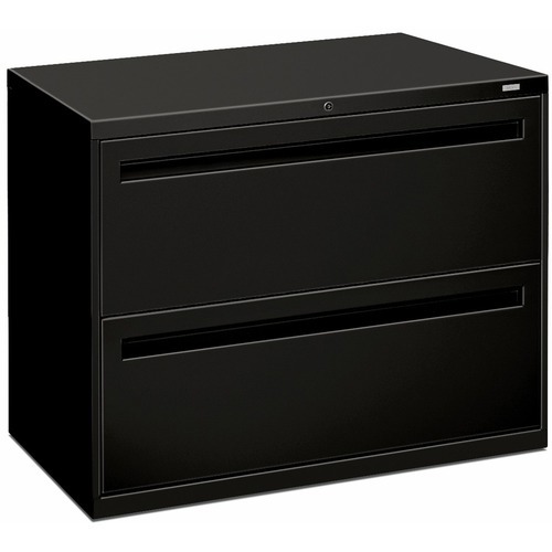 Horizontal File Cabinet: 2 Drawers, Steel, Black