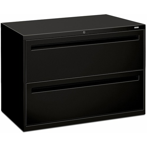 Horizontal File Cabinet: 2 Drawers, Steel, Black