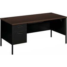 METRO CLASSIC LEFT PEDESTAL DESK, 66W X 30D X 29.5H, MOCHA/BLACK