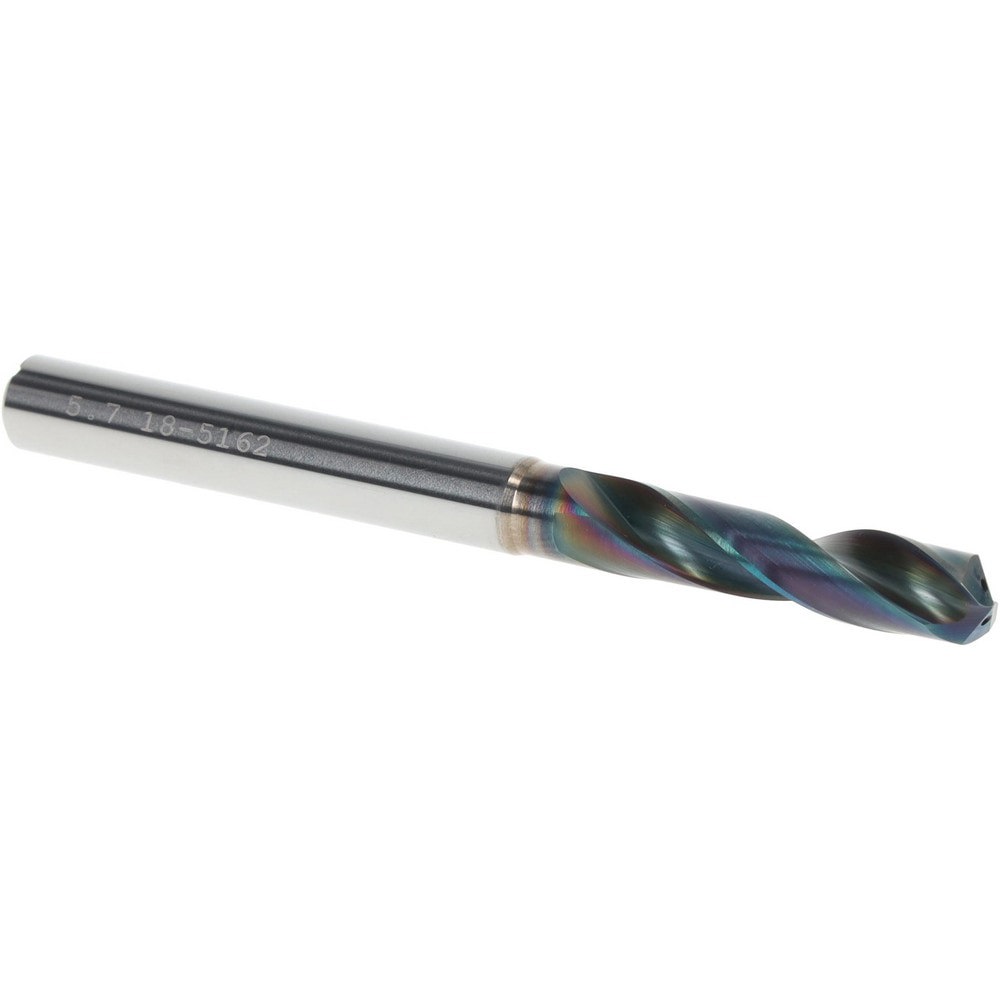 Screw Machine Length Drill Bit: 5.70 mm Dia, 140 deg Point, Solid Carbide