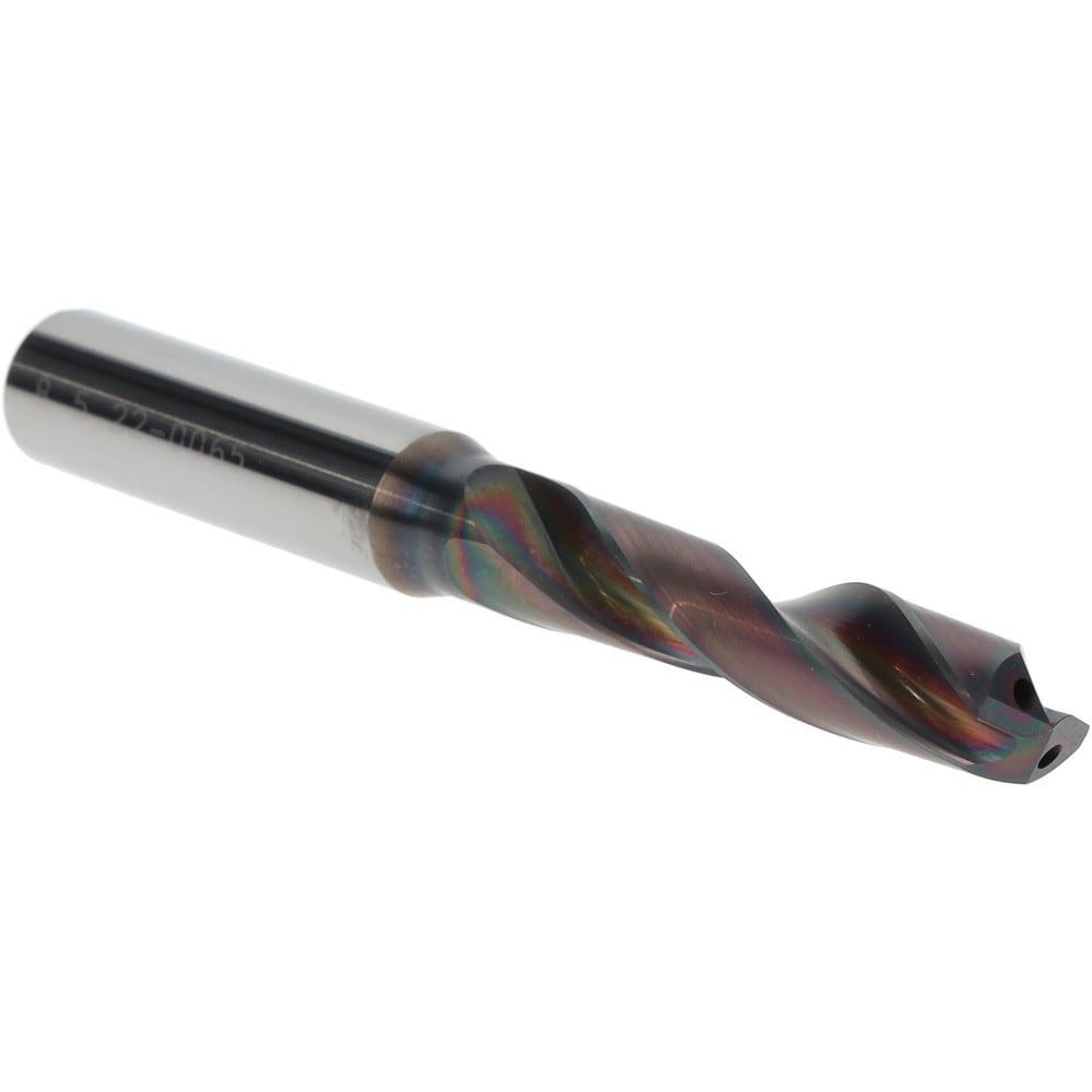 Screw Machine Length Drill Bit: 8.50 mm Dia, 140 deg Point, Solid Carbide