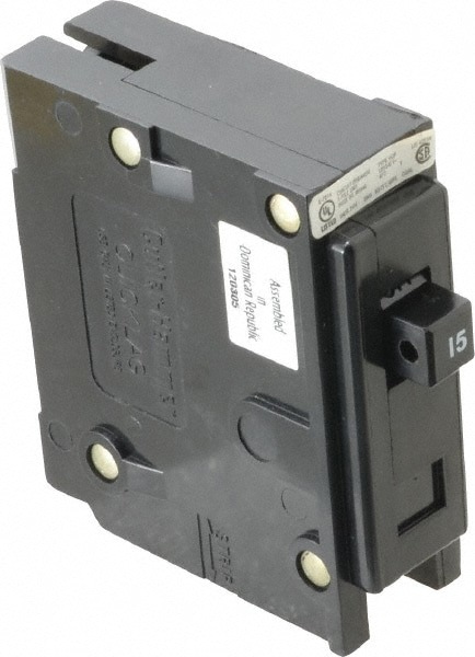 15 Amp, 120/240 VAC, 24 VDC, 48 VDC, 80 VDC, 1 Pole, Plug In Miniature Circuit Breaker