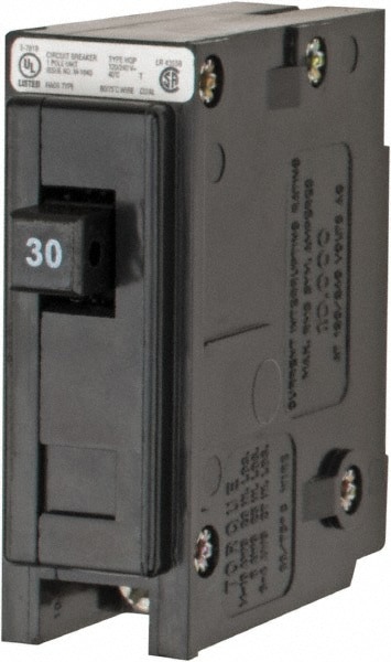 30 Amp, 120/240 VAC, 24 VDC, 48 VDC, 80 VDC, 1 Pole, Plug In Miniature Circuit Breaker