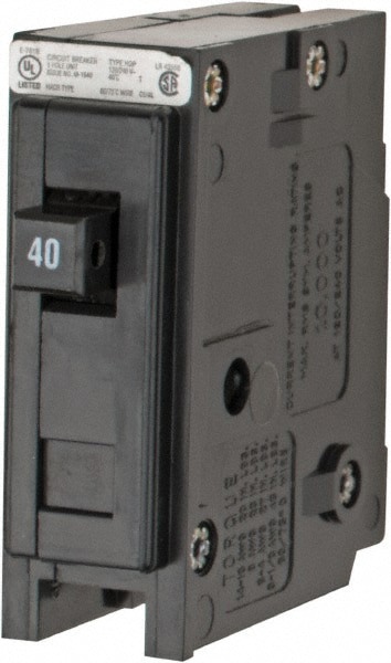 40 Amp, 120/240 VAC, 24 VDC, 48 VDC, 80 VDC, 1 Pole, Plug In Miniature Circuit Breaker