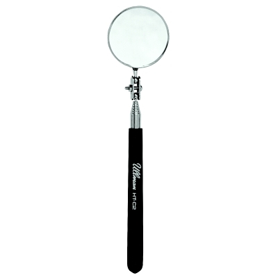 Telescoping Inspection Mirror: Round, Glass Mirror, Vinyl Handle