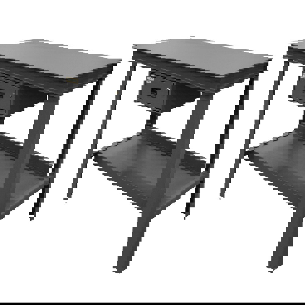 Stationary Heavy-Duty Workbench with Drawer: Textured Gray