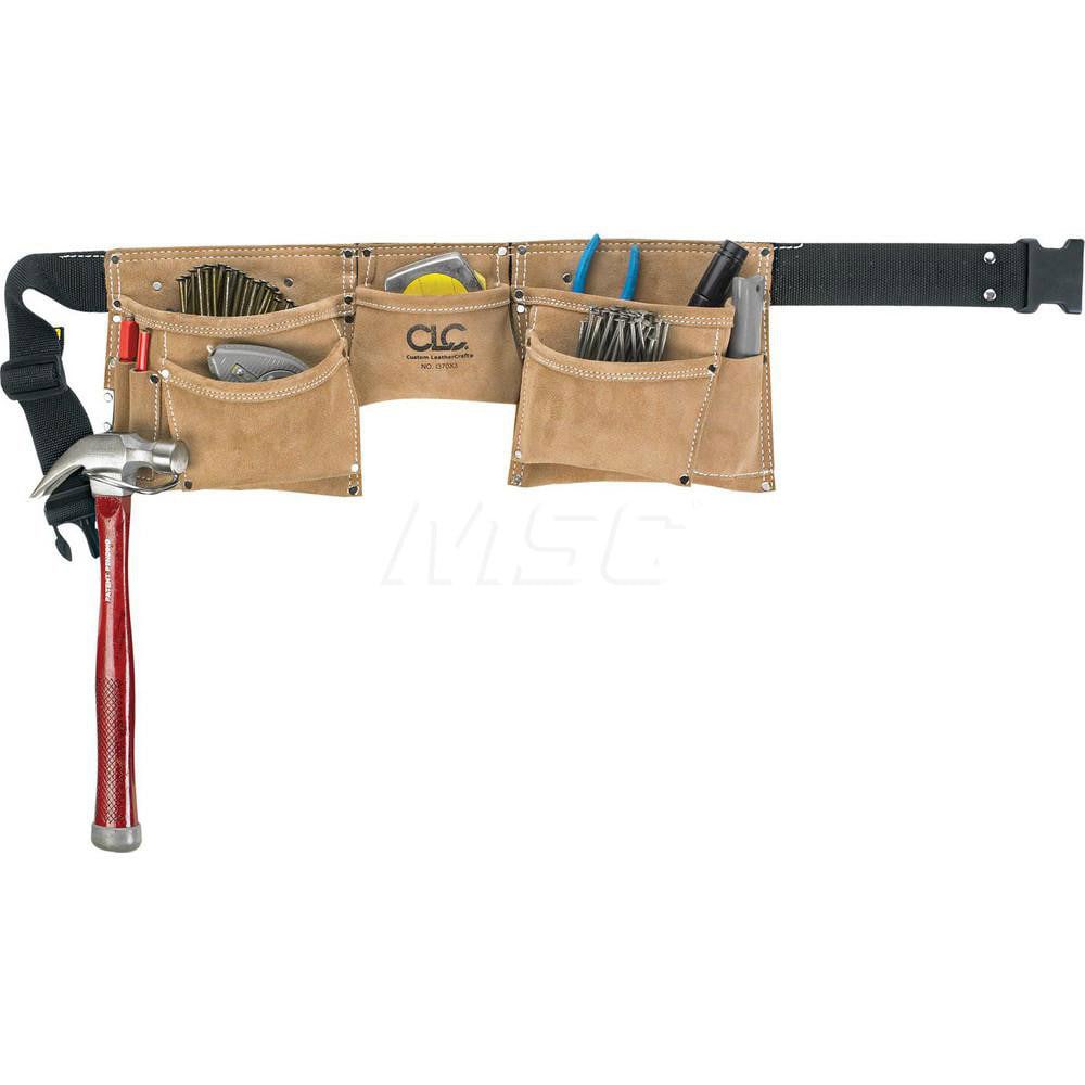 Tool Aprons & Tool Belts; Tool Type: Tool Apron ; Minimum Waist Size: 29 ; Maximum Waist Size: 46 ; Material: Leather ; Number of Pockets: 8.000 ; Color: Brown