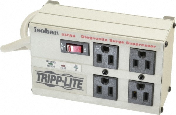 4 Outlets, 120 Volts, 15 Amps, 6' Cord, Power Outlet Strip