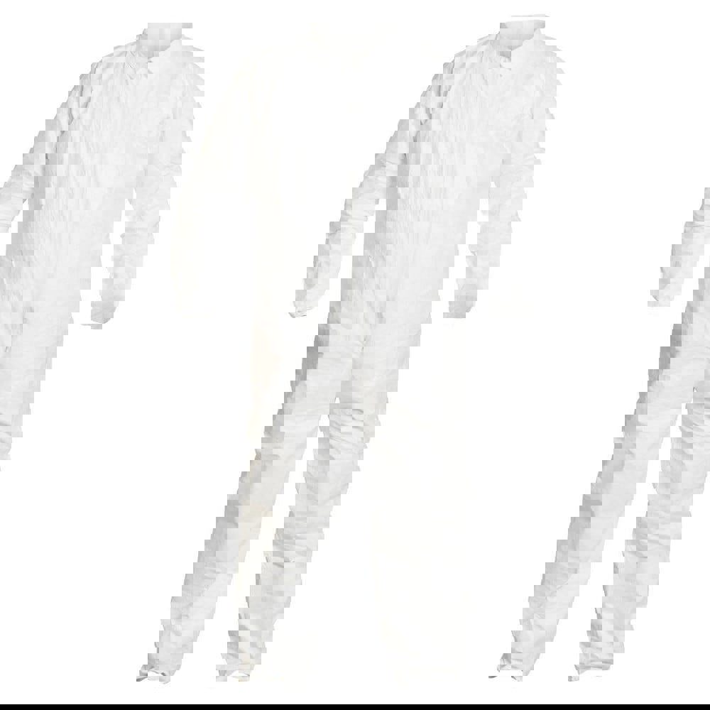 Disposable Coveralls: Size 2X-Large, 0.04 oz, Film Laminate, Zipper Closure