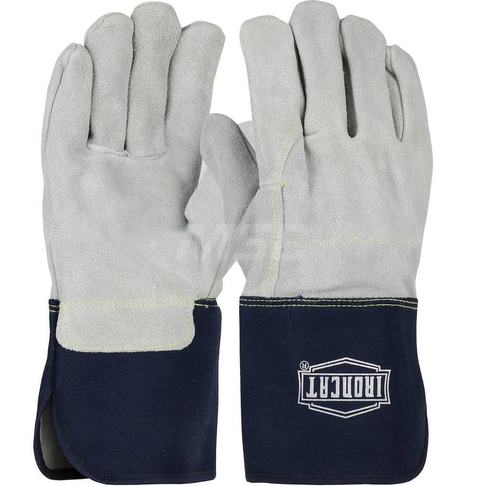 Welding Gloves: Ironcat IC9, Size Medium, Uncoated-Coated, Split Cowhide Leather, Pair, for Construction, Masonry, Agriculture, Mining, Transportation, Electrical Contractors & Woodworking