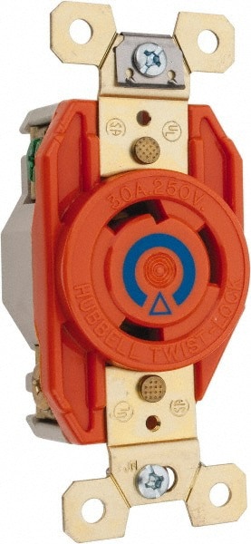 Straight Blade Single Receptacle: NEMA 6-30R, 30 Amps, Isolated Ground
